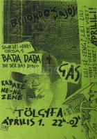 Bada Dada (Bada Tibor, 1963-2006): Pánik-Picnic-Titanic (1990-as évek). Vegyes technika, papír. Jelzés nélkül. Hátoldala Bada Dada plakát. 29,5x42 cm.