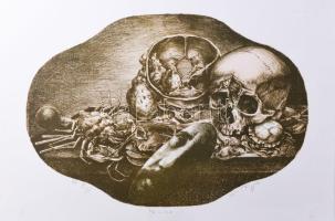 Kőnig Frigyes (1955-): Köretek. Litográfia, papír, jelzett, művészpéldány EA IX/XV számozással, 36x50 cm