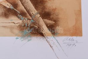 Gellér B. István (1946-2018): Lelet. Litográfia, papír, jelzett, művészpéldány EA IX/XV számozással....