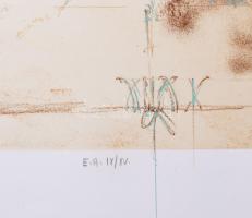 Gellér B. István (1946-2018): Lelet. Litográfia, papír, jelzett, művészpéldány EA IX/XV számozással....