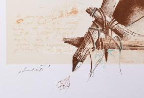 Gellér B. István (1946-2018): Lelet. Litográfia, papír, jelzett, művészpéldány EA IX/XV számozással....