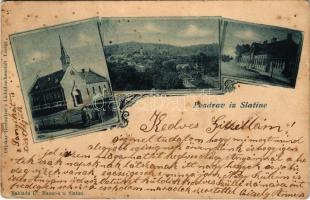 1900 Szalatnok, Szlatina, Podravska Slatina; Ottokar Rechnitzer's Lichtdruckanstalt, L. Bauer / views. Art Nouveau, floral (lyuk / pinhole)