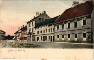Sziszek, Sisak, Sissek; Stari trg. Janko Dujak / tér / square + "SISAK P.U. KLD" (EB)