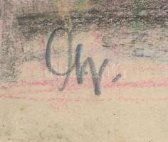 Gyarmathy Tihamér (1915-2005): Szerelmesek találkozása, 1930-as évek. Kréta, papír, jelzett. Javítot...