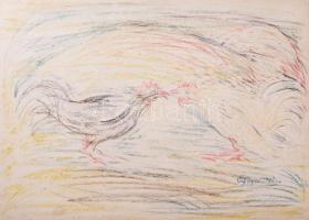 Gyarmathy Tihamér (1915-2005): Kakasok, 1930-as évek. Kréta, papír, jelzett. 25x35 cm