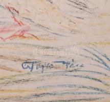 Gyarmathy Tihamér (1915-2005): Kakasok, 1930-as évek. Kréta, papír, jelzett. 25x35 cm