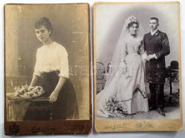 Vegyes keményhátú fotó tétel (vizitkártyák, kabinetfotók, mignon fotók), összesen 50 db, különféle m...