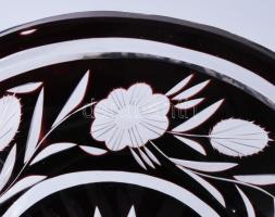 Ezüst (Ag) talpas váza. Dianás jelzéssel, gravírozással, Kristály. Jelzett, hibátlan 18 cm