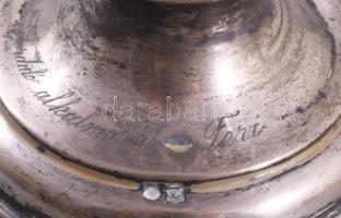 Ezüst (Ag) talpas váza. Dianás jelzéssel, gravírozással, Kristály. Jelzett, hibátlan 18 cm