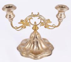 Hermann aranyozott alpakka gyertyatartó. Jelzett, hibátlan 22x17 cm