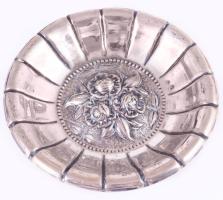 Rózsás ezüst (Ag) tálka, dianás, jelzett d: 13 cm 69,7 g