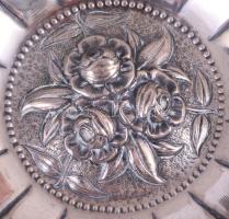 Rózsás ezüst (Ag) tálka, dianás, jelzett d: 13 cm 69,7 g