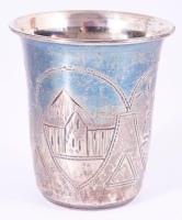 Antik orosz ezüst (Ag) vodkás pohár, 84 zolotniki finomságjellel, GR mesterjeggyel. jelzett 33,8 g