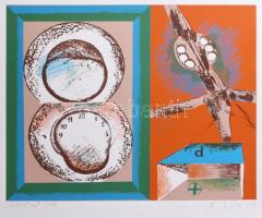 Lux Antal (1935-): Elfolyt idő, 1979. Szitanyomat, papír. Jelzett. 31,5x35 cm.