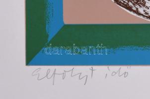 Lux Antal (1935-): Elfolyt idő, 1979. Szitanyomat, papír. Jelzett. 31,5x35 cm