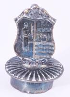 Győr címeres dugó borítás, ezüstözött fém 4 cm