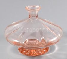 Pink üveg kiöntő, bele való csiszolt üveg dugóval. 20 cm