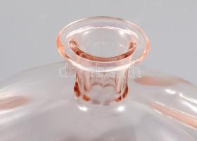 Pink üveg kiöntő, bele való csiszolt üveg dugóval. 20 cm