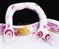 2 db Herendi Apponyi mintás levél tálka, Kézzel festett, jelzett, hibátlan 15x12 cm