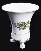 Hollóházi talpas váza, Matricás, jelzett, hibátlan 16 cm