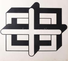 Bak Imre (1939-2022): Négyzet-kereszt (cím nélkül), 1970-es évek vége. Szitanyomat, papír, jelzett. Apró lapszéli sérülésekkel. 48x57 cm.