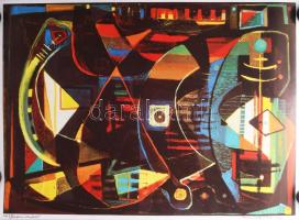 Gyarmathy Tihamér (1915-2005): Fények és árnyékok c. 1947-ben készült művének nyomata. Ofszet, papír, jelzett. 55×76 cm.