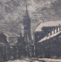 Élesdy István (1912-1987): Budavári részlet. Rézkarc, papír, jelzett a karcon, üvegezett fakeretben,...