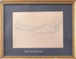 Jelzés nélkül (Iványi-Grünwald Béla?): Fekvő női alakok. Ceruza, papír, paszpartun Iványi-Grünwald B...