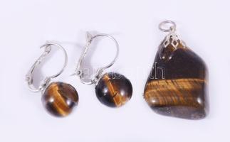 Tigrisszem medál és fülbevaló pár