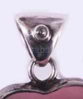 Rózsakvarc medál ezüst (Ag) foglalatban, jelzett, 3,5x3 cm