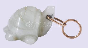 Jáde medál arany (Au) szerelékkel, 14k, jelzett, h: 4 cm