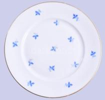 Herendi süteményes / szendvicses készlet. Kék búzavirág mintás. Kézzel festett, jelzett, kis kopássa...