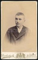 cca 1900 csáfordi és potyondi Pottyondy József (1876-1938) földbirtokos portréja, vizitkártya Brodszky Miklós győri műterméből, a hátoldalon feliratozva, 10,5x6,5 cm