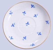 Herendi / Óherendi teás csésze, aljakkal. Kék búzavirág mintás. Kézzel festett, jelzett, kis kopássa...