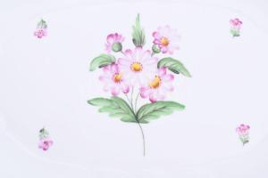 Herendi bécsi rózsa mintás sültes tál. Kézzel festett, jelzett, hibátlan 41x33 cm