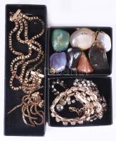 Vegyes bizsu tétel, jó darabokkal, közte ezüst (Ag) nyaklűnc