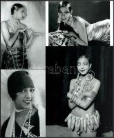 Josephine Baker (1906-1975) francia énekesnő, táncosnő, előadóművész, 4 db modern nagyítás, jelzés nélkül, 21x15 cm és 15x10 cm