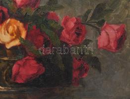 Kallósné H. Adrienne (1885-1930): Csendélet. Olaj, vászon. Jelzett. Hátoldalán régi MNG kiviteli bél...