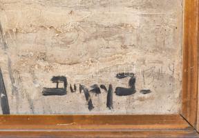 Dunay J jelzéssel, XX. sz. eleje: Sétáló pár. Olaj, vászon. Hátoldalán régi MNG kiviteli bélyegzésse...