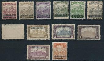 Nyugat-Magyarország III. 1921 12 klf bélyeg Bodor vizsgálójellel, közte 1K hátoldali felülnyomás nélkül (7.500)