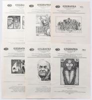 Kisgrafika folyóirat 1995-1995, szórványszámok: 95/1, 95/3, 95/4, 96/1, 96/3, 96/4 Kiadói papírborítóban, többségében jó állapotban.