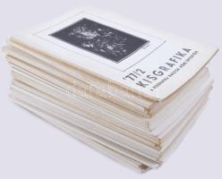 Kisgrafika folyóirat 1974-1989, szórványszámok, össz. 26 db, közte néhány duplummal. Kiadói papírbor...