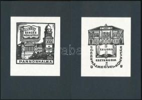 Fery Antal (1908-1994): Híres magyar könyvtárak részére készített ex librisei, 13 db. Fametszet, pap...