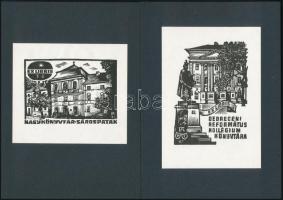 Fery Antal (1908-1994): Híres magyar könyvtárak részére készített ex librisei, 13 db. Fametszet, pap...