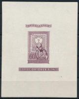 1951 80 éves a magyar bélyeg Lila vágott blokk (550.000) (apró gumihibák / tiny gum disturbances)