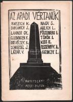 Perei Zoltán (1913-1992): Aradi vértanúk. 13 db fametszet külön lapokon, papír. Kiadói papírmappában, mappa belső borítóján számozott (46/100) és Perei Zoltán autográf ajánlásával. Készült 500 számozott pédányban, 1-100-ig a művész aláírásával. 2 db lap ceruzával jelzett, többi jelzés nélkül. Jászberényi Városi-Járási Könyvtár és a Jász Múzeum kiadása, 1981. Borítón apró folttal, máskülönben jó állapotban. Lapméret: 21x15 cm