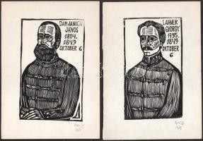 Perei Zoltán (1913-1992): Aradi vértanúk. 13 db fametszet külön lapokon, papír. Kiadói papírmappában...