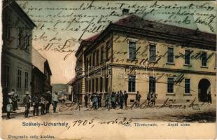 1905 Székelyudvarhely, Odorheiu Secuiesc; M. kir. törvényszék, Árpát utca. Dragomán cég kiadása / court palace (felületi sérülés / surface damage)