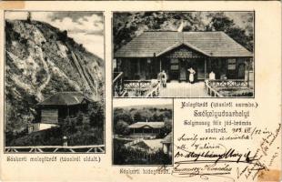 1903 Székelyudvarhely, Odorheiu Secuiesc; sóskerti melegfürdő, Solymossy féle jód-brómos sósfürdő, sóskerti hidegfürdő / spa + " SZÉKELY UDVARHELY - SEGESVÁR 134. SZ." vasúti mozgóposta bélyegző (Rb)