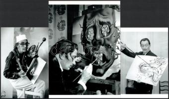 Dali, Salvador (1904-1989) katalán - spanyol szürrealista festőművészről eltérő időben készült felvételek, 3 db modern nagyítás, jelzés nélkül, 21x15 cm és 15x21 cm